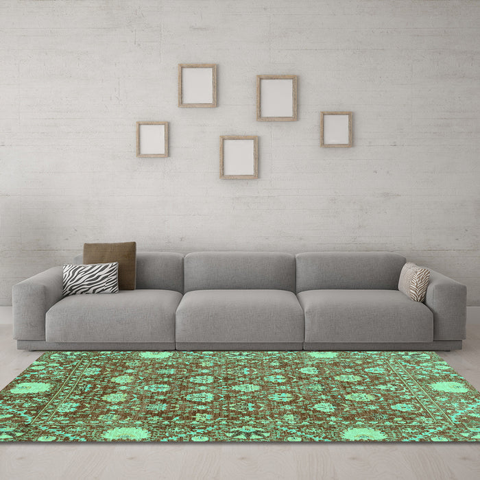 Machine Washable Abstract Turquoise Modern Area Rugs in a Living Room,, wshabs3802turq