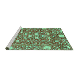 Sideview of Machine Washable Abstract Turquoise Modern Area Rugs, wshabs3802turq