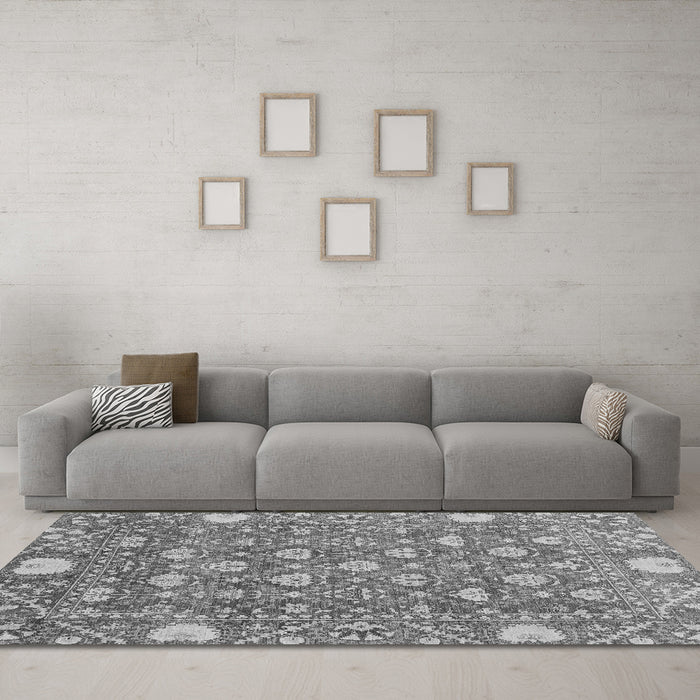 Machine Washable Abstract Gray Modern Rug in a Living Room,, wshabs3802gry