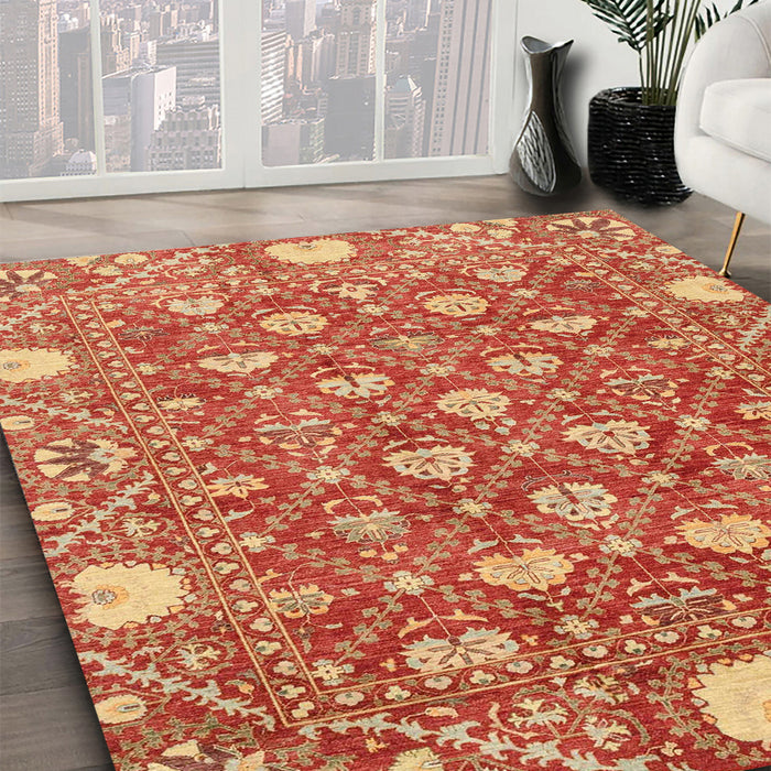 Abstract Brown Sand Brown Modern Rug in Family Room, abs3802