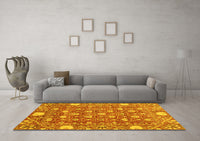 Machine Washable Abstract Yellow Modern Rug, wshabs3802yw