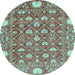 Round Machine Washable Abstract Light Blue Modern Rug, wshabs3802lblu