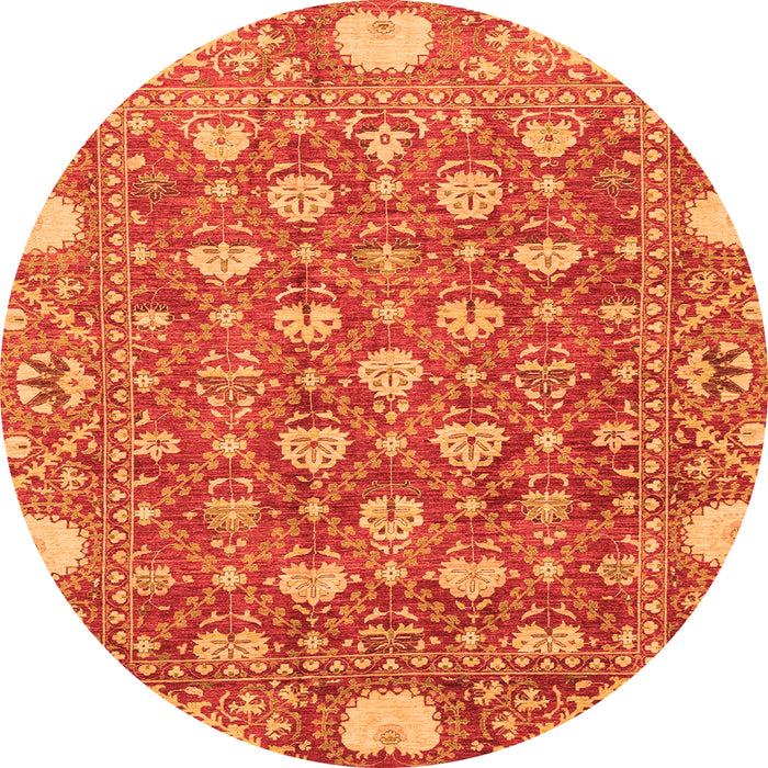 Round Abstract Orange Modern Rug, abs3802org