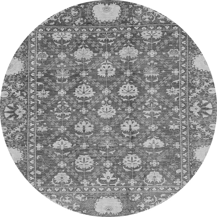Round Abstract Gray Modern Rug, abs3802gry
