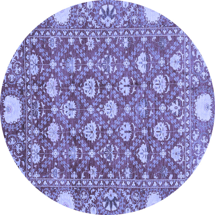 Round Machine Washable Abstract Blue Modern Rug, wshabs3802blu