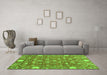 Machine Washable Abstract Green Modern Area Rugs in a Living Room,, wshabs3802grn