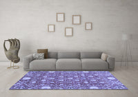 Machine Washable Abstract Blue Modern Rug, wshabs3802blu