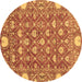 Round Abstract Brown Modern Rug, abs3802brn