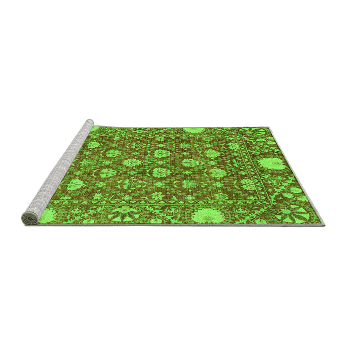 Sideview of Machine Washable Abstract Green Modern Area Rugs, wshabs3802grn