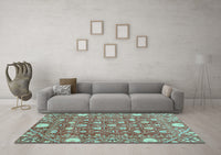 Machine Washable Abstract Light Blue Modern Rug, wshabs3802lblu