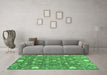 Machine Washable Abstract Emerald Green Modern Area Rugs in a Living Room,, wshabs3802emgrn