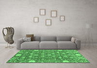 Machine Washable Abstract Emerald Green Modern Rug, wshabs3802emgrn