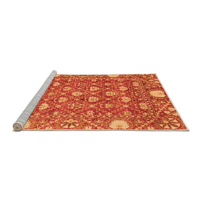 Sideview of Machine Washable Abstract Orange Modern Area Rugs, wshabs3802org