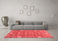 Machine Washable Abstract Red Modern Rug, wshabs3802red