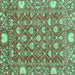 Square Machine Washable Abstract Turquoise Modern Area Rugs, wshabs3802turq