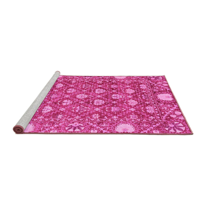 Sideview of Machine Washable Abstract Pink Modern Rug, wshabs3802pnk