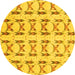 Round Abstract Yellow Modern Rug, abs3803yw