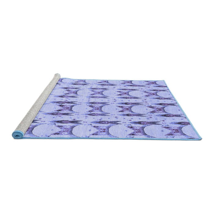 Sideview of Machine Washable Abstract Blue Modern Rug, wshabs3803blu