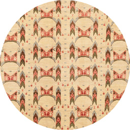 Round Machine Washable Abstract Orange Rug, wshabs3803