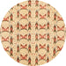 Round Machine Washable Abstract Orange Rug, wshabs3803