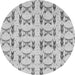 Round Machine Washable Abstract Gray Modern Rug, wshabs3803gry