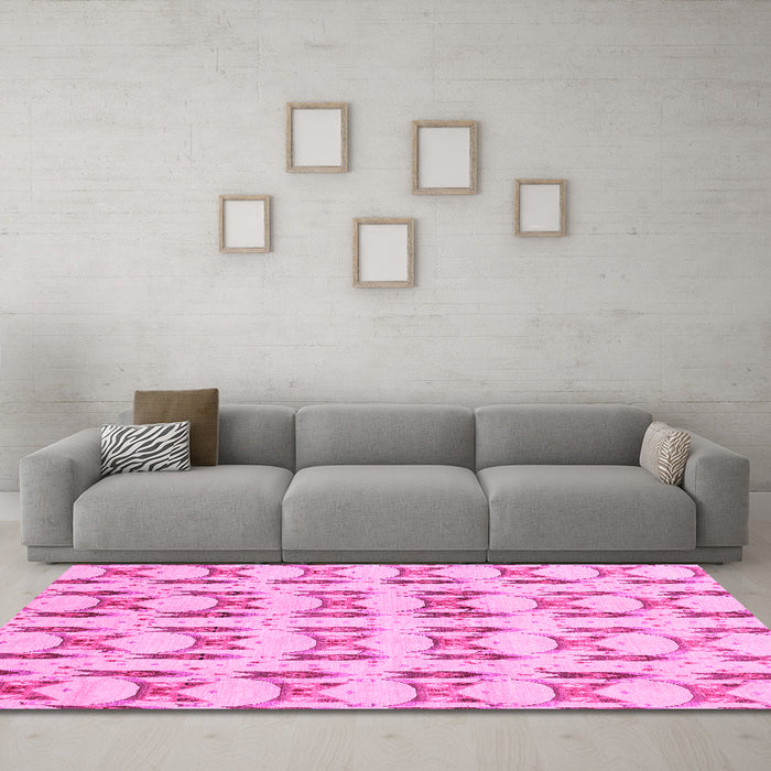Machine Washable Abstract Pink Modern Rug in a Living Room, wshabs3803pnk
