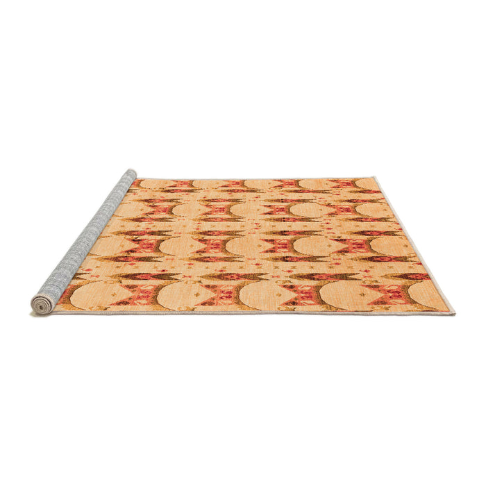 Sideview of Machine Washable Abstract Orange Modern Area Rugs, wshabs3803org
