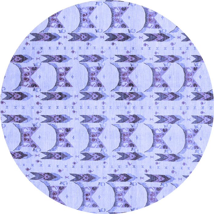 Round Abstract Blue Modern Rug, abs3803blu