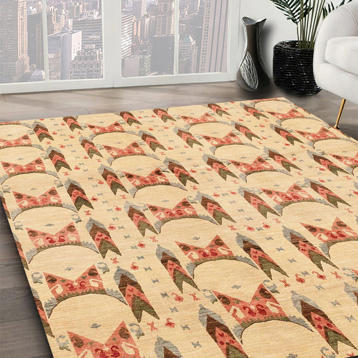 Machine Washable Abstract Orange Rug in a Family Room, wshabs3803