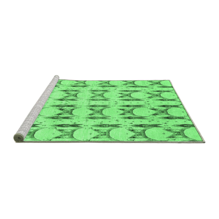 Sideview of Machine Washable Abstract Emerald Green Modern Area Rugs, wshabs3803emgrn
