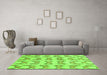 Machine Washable Abstract Green Modern Area Rugs in a Living Room,, wshabs3803grn