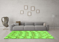 Machine Washable Abstract Green Modern Rug, wshabs3803grn