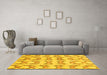 Machine Washable Abstract Yellow Modern Rug in a Living Room, wshabs3803yw