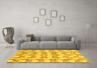 Machine Washable Abstract Yellow Modern Rug, wshabs3803yw