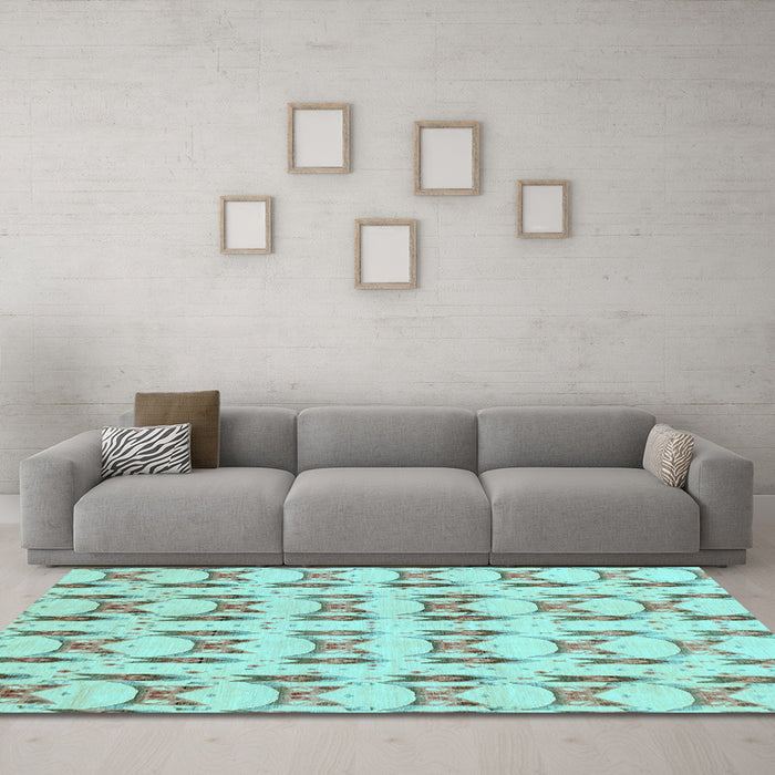 Machine Washable Abstract Light Blue Modern Rug in a Living Room, wshabs3803lblu