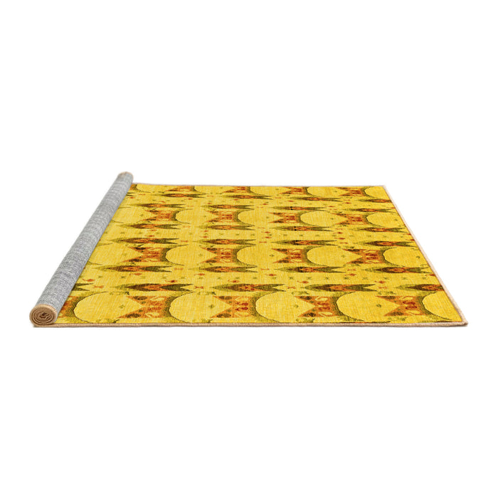 Sideview of Machine Washable Abstract Yellow Modern Rug, wshabs3803yw