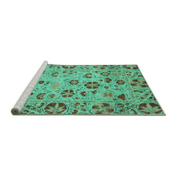 Sideview of Machine Washable Oriental Turquoise Traditional Area Rugs, wshabs3804turq
