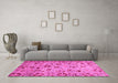 Machine Washable Oriental Pink Traditional Rug in a Living Room, wshabs3804pnk