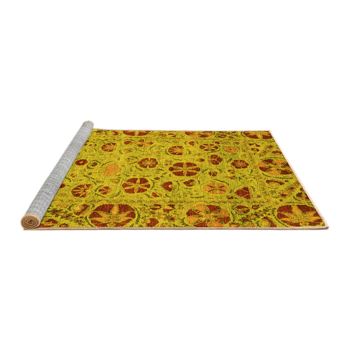 Sideview of Machine Washable Oriental Yellow Traditional Rug, wshabs3804yw