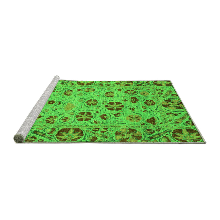 Sideview of Machine Washable Oriental Green Traditional Area Rugs, wshabs3804grn