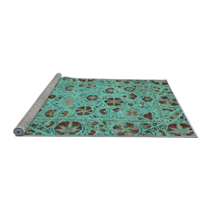Sideview of Machine Washable Oriental Light Blue Traditional Rug, wshabs3804lblu