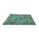 Sideview of Machine Washable Oriental Light Blue Traditional Rug, wshabs3804lblu