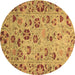 Round Oriental Brown Traditional Rug, abs3804brn