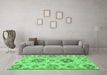 Machine Washable Abstract Emerald Green Modern Area Rugs in a Living Room,, wshabs3805emgrn