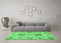 Machine Washable Abstract Emerald Green Modern Rug, wshabs3805emgrn