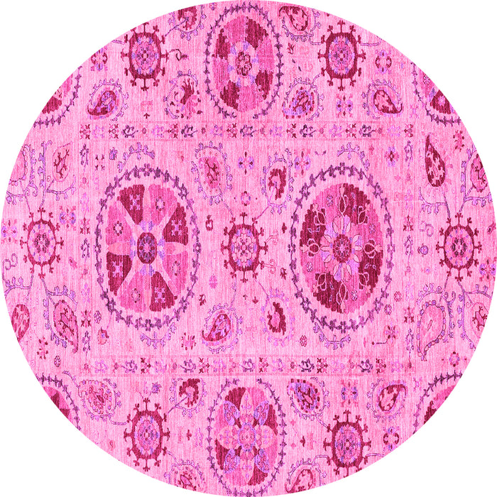 Round Abstract Pink Modern Rug, abs3805pnk