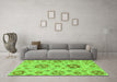 Machine Washable Abstract Green Modern Area Rugs in a Living Room,, wshabs3805grn