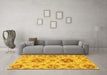 Machine Washable Abstract Yellow Modern Rug in a Living Room, wshabs3805yw