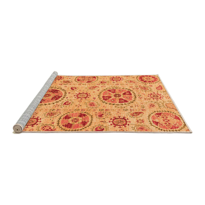 Sideview of Machine Washable Abstract Orange Modern Area Rugs, wshabs3805org