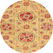 Round Machine Washable Abstract Orange Rug, wshabs3805